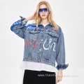 Wholesale Loose Colorful Print Denim Jacket for Women